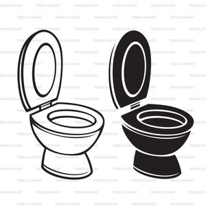 Toilet kom. Knip bestanden voor de Cricut. Illustraties (EPS, SVG, PDF, PNG, DXF, JPEG).