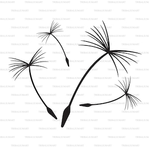 Semillas de diente de León. Cortar archivos para Cricut. Siluetas Clip Art (eps, svg, pdf, png, dxf, jpeg).