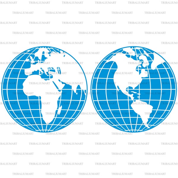 World globe. Cut files for Cricut. Clip Art silhouettes (eps, svg, pdf, png, dxf, jpeg).