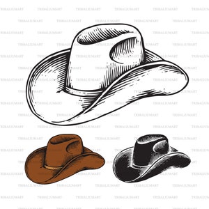 Cowboyhut - vintage gravierte Vektor Illustration (handgezeichneter Stil). Eps, svg, pdf, png, dxf, jpeg.