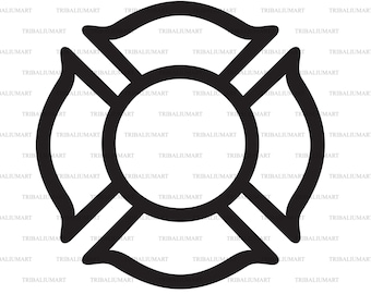 Fire Department or Firefighters Maltese Cross Symbol. Cut files for Cricut, Clip Art silhouettes (eps, svg, pdf, png, dxf, jpeg).