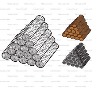 Può includere: Due illustrazioni di tronchi impilati. La prima illustrazione è un contorno in bianco e nero di tronchi impilati a forma di triangolo. La seconda illustrazione è un'illustrazione marrone e nera di tronchi impilati a forma di triangolo.