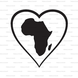 Afrika Herz. Dateien für Cricut ausschneiden. ClipArt (eps, svg, pdf, png, dxf, jpg).