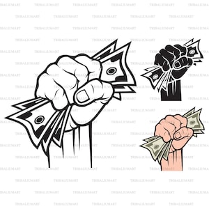 Soldi in mano. Taglia i file per Cricut. Sagome Clip Art (eps, svg, pdf, png, dxf, jpeg).