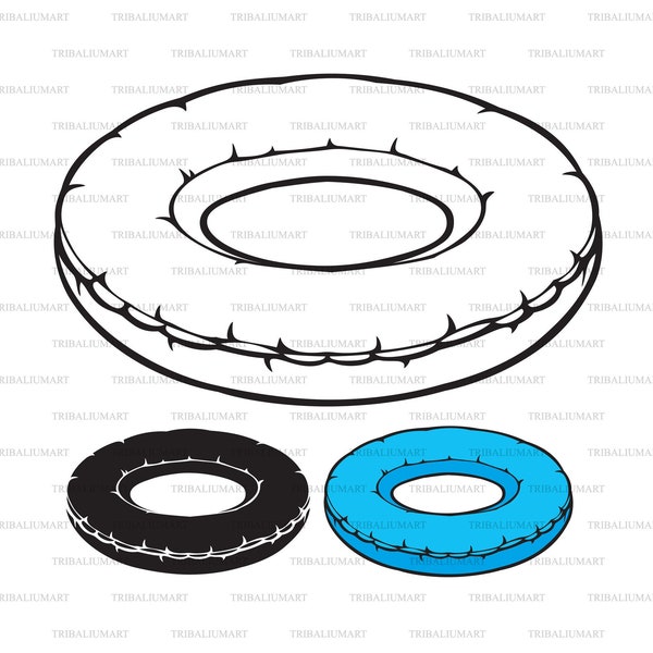 Swimming tire (swim ring, floater). Cut files for Cricut. Clip Art (eps, svg, pdf, png, dxf, jpeg).