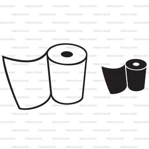 Rol wc-papier. Knip bestanden voor Cricut. Clip Art silhouet (eps, svg, pdf, png, dxf, jpeg).