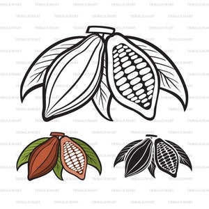 Granos de cacao. Cortar archivos para Cricut. Silueta de Clip Art (eps, svg, pdf, png, dxf, jpeg).