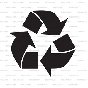 Firma de reciclaje. Cortar archivos para Cricut. Siluetas Clip Art (eps, svg, pdf, png, dxf, jpeg).