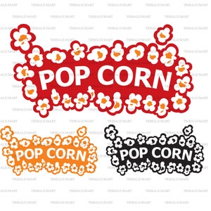 Popcorn design. Cut files for Cricut. Clip Art (eps, svg, pdf, png, dxf, jpeg).
