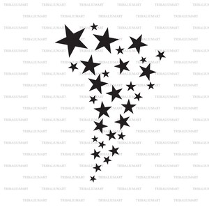 Vallende sterren. Knip bestanden voor Cricut. Clip Art silhouet (eps, svg, pdf, png, dxf, jpeg).