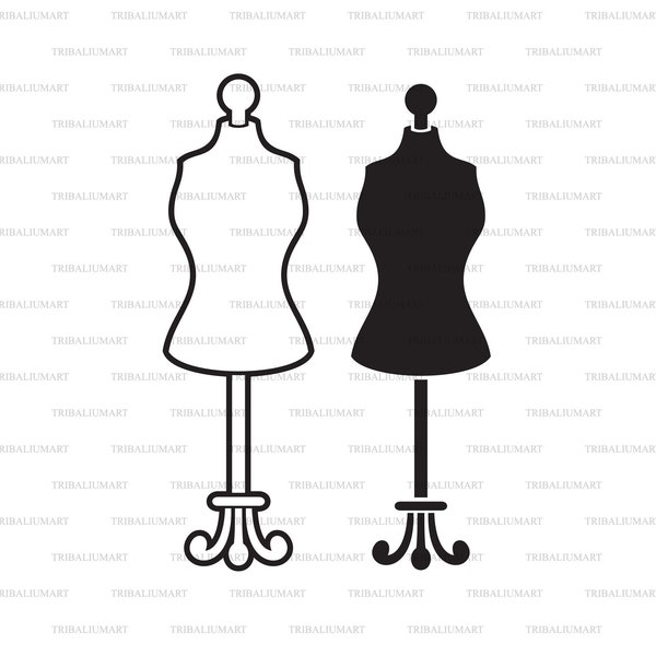 Fashion stand (female torso mannequin). Cut files for Cricut. Clip Art silhouette (eps, svg, pdf, png, dxf, jpeg).