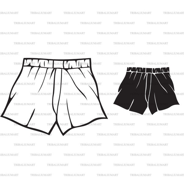 Men underwear boxer shorts. Cut files for Cricut. Clip Art (eps, svg, pdf, png, dxf, jpeg).