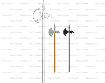 Alabarda. Cortar archivos para Cricut. Silueta Clip Art (eps, svg, pdf, png, dxf, jpeg).