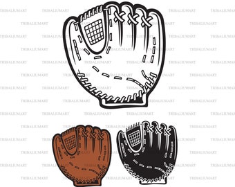 Baseball glove. Cut files for Cricut. Clip Art silhouette (eps, svg, pdf, png, dxf, jpeg).