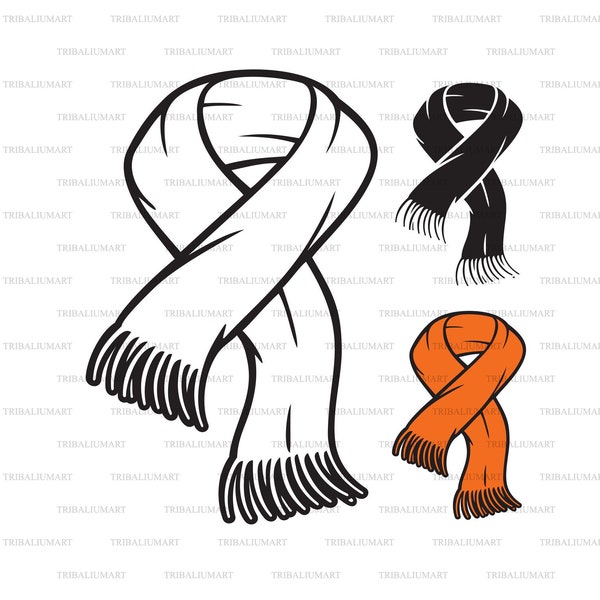 Knitted scarf. Cut files for Cricut. Clip Art silhouettes (eps, svg, pdf, png, dxf, jpeg).