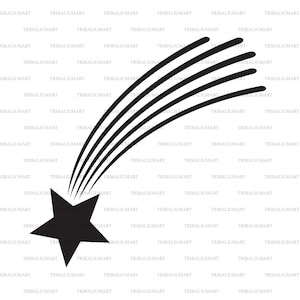 Vallende of vallende ster. Knip bestanden voor Cricut. Clip Art silhouet (eps, svg, pdf, png, dxf, jpeg).