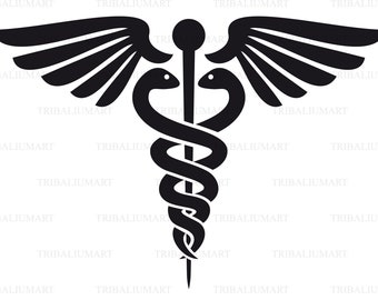 Caduceus - medical symbol. Cut file for Cricut. Clip Art silhouette (eps, svg, pdf, png, dxf, jpeg).