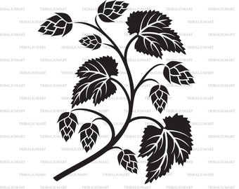 Hops (beer design). Cut files for Cricut. Clip Art silhouette (eps, svg, pdf, png, dxf, jpeg).