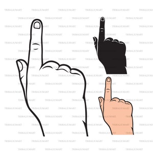 Hand of vinger wijzen. Knip bestanden voor Cricut. Clip Art silhouet (eps, svg, pdf, png, dxf, jpeg).