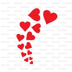 Fliegende Herzen (Happy Valentines Day Design). Dateien für Cricut ausschneiden. ClipArt (eps, svg, pdf, png, dxf, jpg).