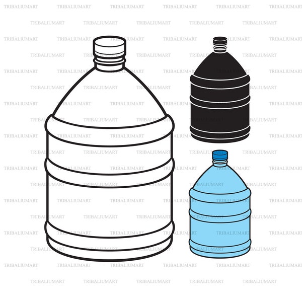 Big plastic bottle of water. Cut files for Cricut. Clip Art (eps, svg, pdf, png, dxf, jpeg).