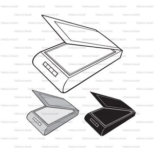 コンピュータ スキャナー。Cricut 用のカット ファイル。クリップ アート シルエット (eps、svg、pdf、png、dxf、jpeg)。