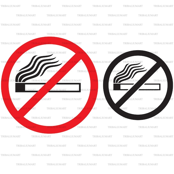 No smoking sign. Cut files for Cricut. Clip Art silhouette (eps, svg, pdf, png, dxf, jpeg).