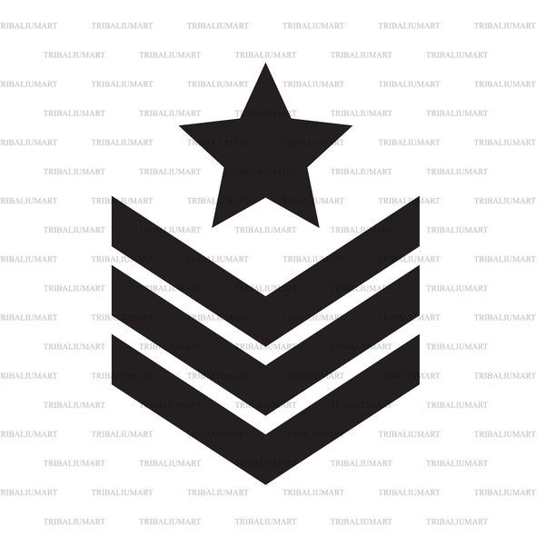 Military Rank Insignia (Chevron, Army Sign). Cut files for Cricut. Clip Art silhouettes (eps, svg, pdf, png, dxf, jpeg).