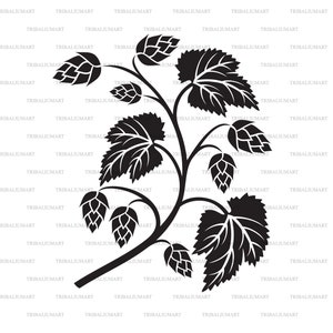 Hops (beer design). Cut files for Cricut. Clip Art silhouette (eps, svg, pdf, png, dxf, jpeg).