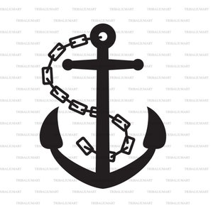 Anker und Kette. Dateien für Cricut ausschneiden. ClipArt Silhouetten (eps, svg, pdf, png, dxf, jpg).