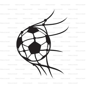 Bola de futebol ou futebol na rede. Cortar arquivos para Cricut. Silhuetas de clipart (eps, svg, pdf, png, dxf, jpeg).