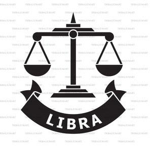 Weegschaal sterrenbeeld (horoscoop symbool, astrologie icoon). Bestanden knippen voor Cricut, Clip Art silhouetten (eps, svg, pdf, png, dxf, jpeg).