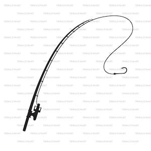 Angelrute oder Pole und Haken. Dateien für Cricut ausschneiden. ClipArt Silhouetten (eps, svg, pdf, png, dxf, jpg).