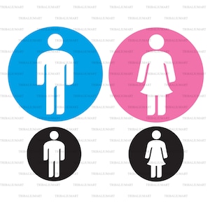 Man en Vrouw Restroom Teken (Heren en Dames WC pictogram, Het symbool van het toilet). Knip bestanden voor Cricut (eps, svg, pdf, png, dxf, jpeg).