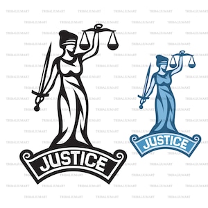 Het standbeeld van gerechtigheid (de godin Themis). Knip bestanden voor de Cricut. Clip Art silhouetten (EPS, SVG, PDF, PNG, DXF, JPEG).