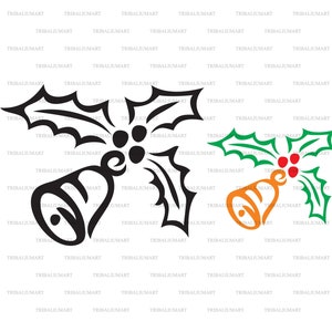 Azevinho de Natal. Cortar arquivos para Cricut. Silhuetas de clipart (eps, svg, pdf, png, dxf, jpeg).