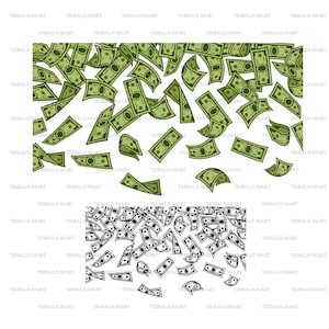 Note di pioggia illustrazione (denaro in calo). Eps, svg, pdf, png, dxf, jpeg.