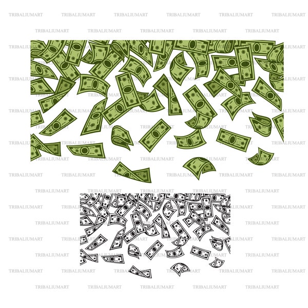 Banknotes rain illustration (money falling). Eps, svg, pdf, png, dxf, jpeg.