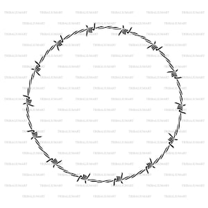 Stacheldraht Runde Rahmen (Razor Zaun, Barb). Dateien für Cricut ausschneiden. ClipArt Silhouetten (eps, svg, pdf, png, dxf, jpg).
