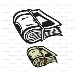 Banconote con elastici (denaro). Tagliare i file per Cricut. Sagome ClipArt (eps, svg, pdf, png, dxf, jpeg).