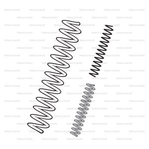 Metalen veer. Knip bestanden voor de Cricut. Clip Art silhouetten (EPS, SVG, PDF, PNG, DXF, JPEG).