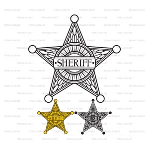 Sheriff badge (Sheriff star). Cut files for Cricut. Clip Art silhouettes (eps, svg, pdf, png, dxf, jpeg).