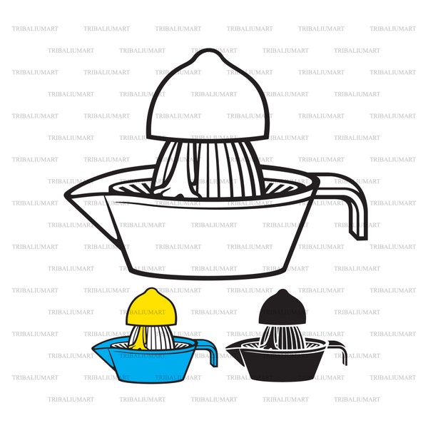 Half a lemon and a squeezer (plastic citrus juicer). Cut files for Cricut. Clip Art (eps, svg, pdf, png, dxf, jpeg).