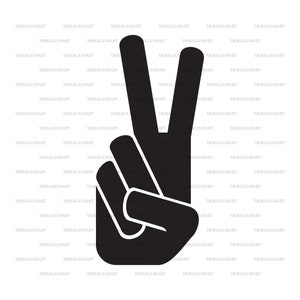 Sinal de mão de paz. Gesto com a mão o símbolo da vitória. Cortar arquivos para Cricut. Silhuetas de clipart (eps, svg, pdf, png, dxf, jpeg).