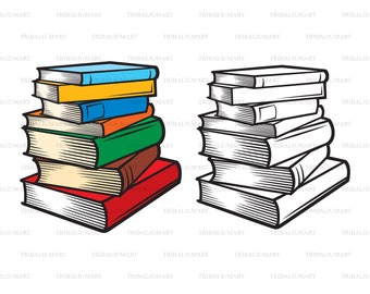 Stack Of Books Cut File Svg Dxf Png Etsy