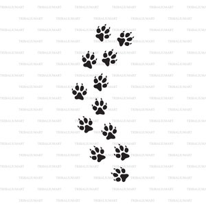 Piste d'impression de patte de chat. Coupez les fichiers pour Cricut. Silhouettes Clip Art (eps, svg, pdf, png, dxf, jpeg).