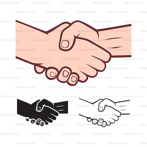 stretta di mano. Taglia i file per Cricut. Sagome di clip art (EPS, SVG, PDF, PNG, DXF, jpeg).