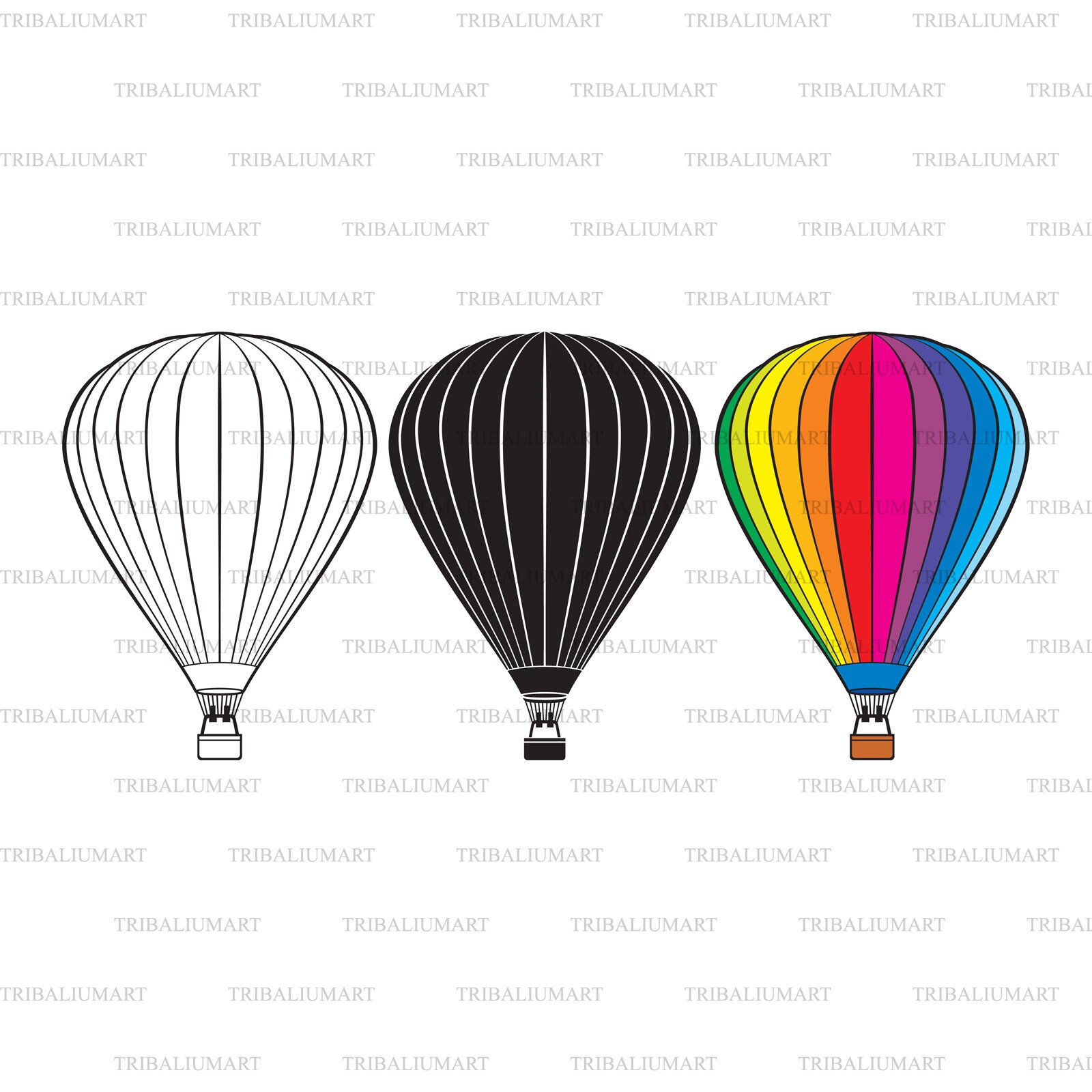 Hot Air Balloon. Cut Files for Cricut. Clip Art Silhouette (eps, Svg ...