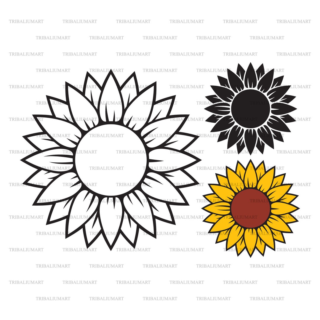 Sunflower. Cut Files for Cricut. Clip Art Silhouette eps, Svg, Pdf, Png