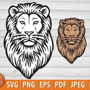 Cabeza de león. Archivos de corte para Cricut. Clip Art (eps, svg, pdf, png, dxf, jpeg).